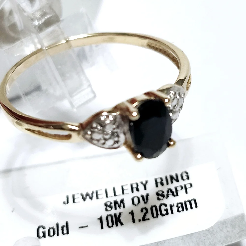 0.50ct Sapphire 10K Gold Oval Solitaire Ring Womens Size 7 - Picture 6 of 16